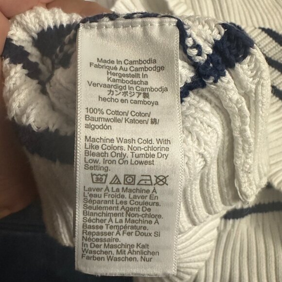 J. Crew Striped Button Mockneck Cotton Pullover Sweater White Blue XXL - Picture 9 of 10